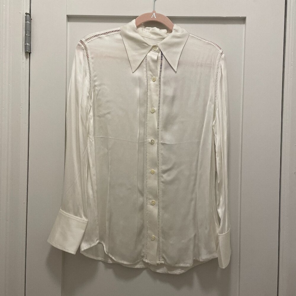 NWT Equipment Ivory Viscose Shirt, Cream ecru button-down blouse (small)